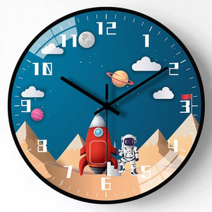 Kids Room Astronaut Space Wall Clock-Wall Clocks