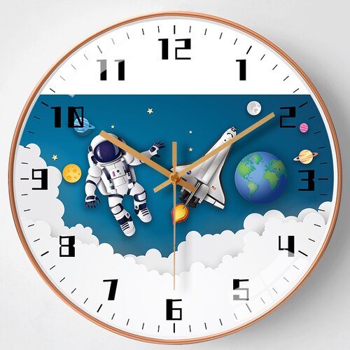 Kids Room Astronaut Space Wall Clock-Wall Clocks