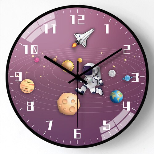 Kids Room Astronaut Space Wall Clock-Wall Clocks