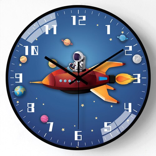 Kids Room Astronaut Space Wall Clock-Wall Clocks