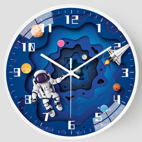 Kids Room Astronaut Space Wall Clock-Wall Clocks