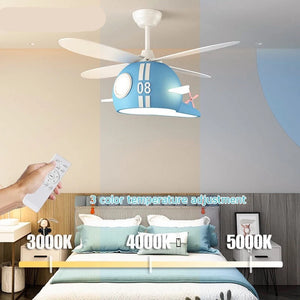 Kids Room Helicopter Ceiling Fan with Light - Art Deco Style-Kids Room Nursery Lighting
