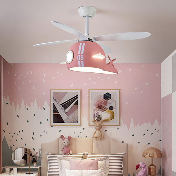 Kids Room Helicopter Ceiling Fan with Light - Art Deco Style-Kids Room Nursery Lighting
