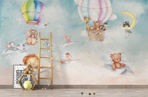 Kids Room Wallpaper Mural - Lets Fly Away-Kids Room Wallpaper