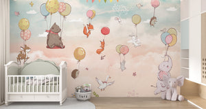Kids Room Wallpaper Mural - Lets Fly Together-Kids Room Wallpaper