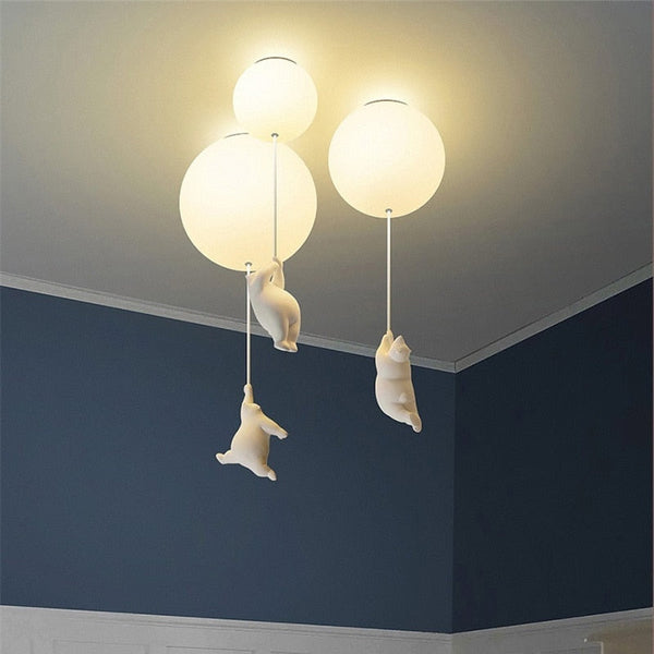 Kids Teddy Bears Holding Balloons Ceiling Light | Kids Room Decor Lights-Kids Room Nursery Lighting