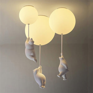 Kids Teddy Bears Holding Balloons Ceiling Light | Kids Room Decor Lights-Kids Room Nursery Lighting