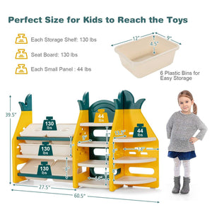 Kids Toy Storage: 3-in-1 Organiser & Bookshelf Corner Rack-Toys