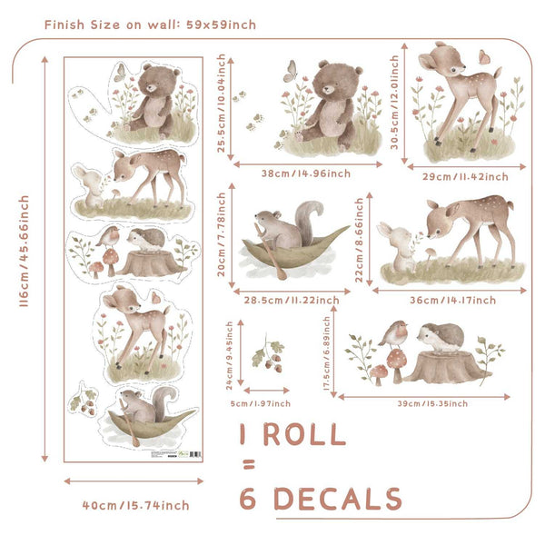 Kids Woodland Wall Decal - Adorable Animals Decal-