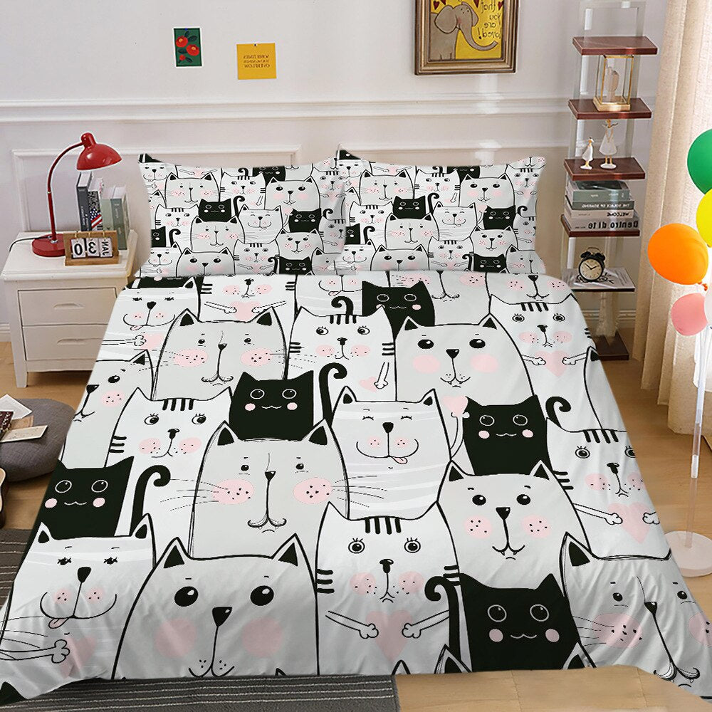 Kitty Bedding Set: Perfect Choice for Kids Room-Bedding Set Kids