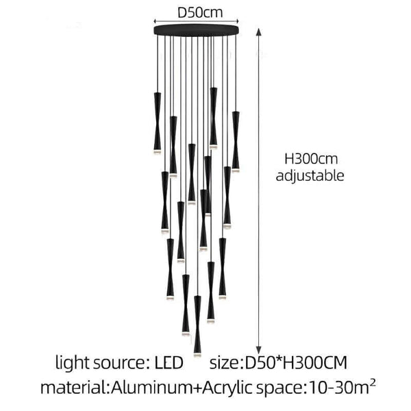 LED Attic Bend Tubes Chandelier Lighting-Staircase Chandelier