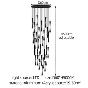 LED Attic Bend Tubes Chandelier Lighting-Staircase Chandelier