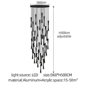 LED Attic Bend Tubes Chandelier Lighting-Staircase Chandelier