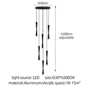 LED Attic Bend Tubes Chandelier Lighting-Staircase Chandelier
