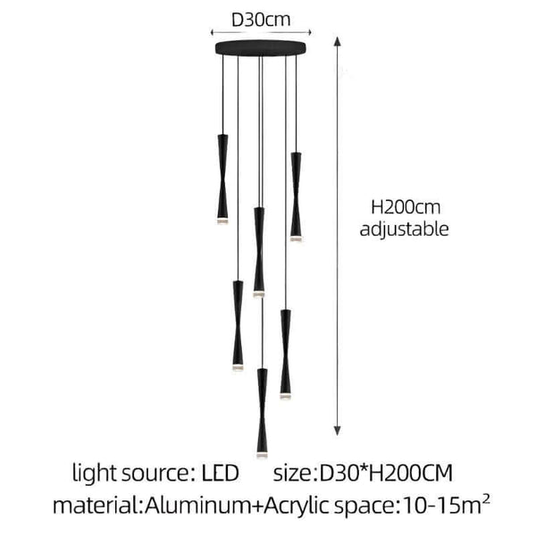 LED Attic Bend Tubes Chandelier Lighting-Staircase Chandelier
