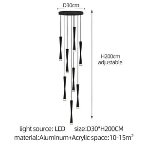 LED Attic Bend Tubes Chandelier Lighting-Staircase Chandelier