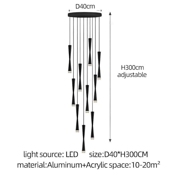 LED Attic Bend Tubes Chandelier Lighting-Staircase Chandelier