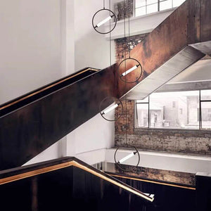 LED Bars Sphere Staircase Chandelier Lighting-Staircase Chandelier