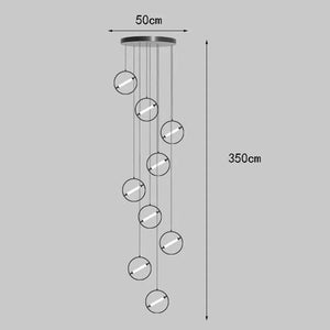LED Bars Sphere Staircase Chandelier Lighting-Staircase Chandelier