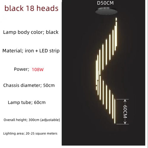 LED Bars Staircase Chandelier: Illuminate Your Space-Staircase Chandelier