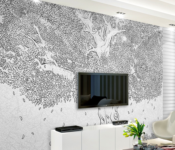 Large Tree Sketch Wallpaper Murals - Transform Your Space-Trees Wallpaper