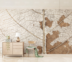 Leaf Lines Zoom Wallpaper Murals-Flower & Leaf Wallpaper