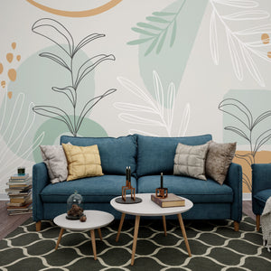 Leaf Sketch Wallpaper Mural: Enhance Your Walls with Style-Flower & Leaf Wallpaper