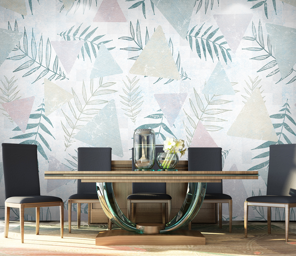 Leaf Wallpaper Murals - Geometric Pattern-Flower & Leaf Wallpaper