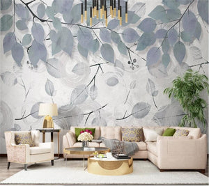 Leafy Elegance Minimalist Dining Room Wall Mural-Flower & Leaf Wallpaper