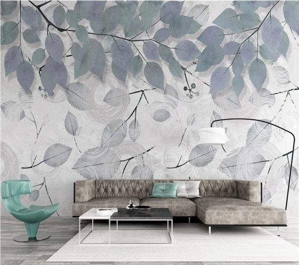 Leafy Elegance Minimalist Dining Room Wall Mural-Flower & Leaf Wallpaper