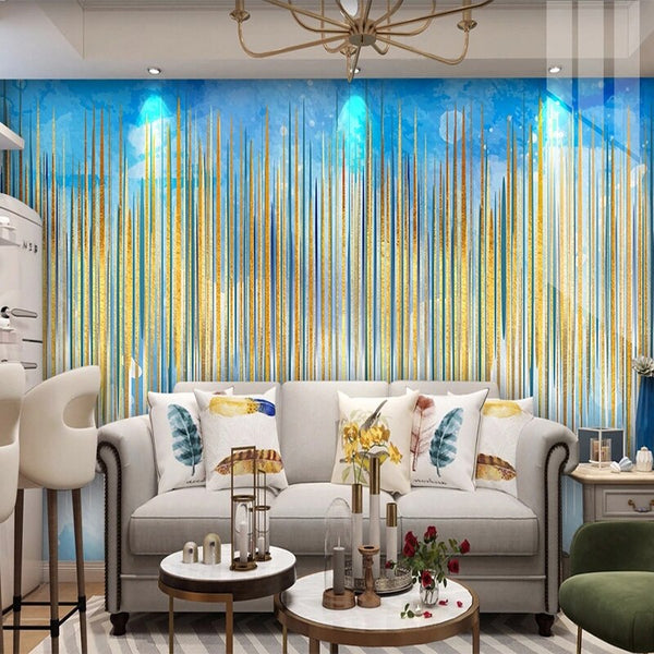 Light Lines Blue Wallpaper for Home Wall Decor-Geometric Shapes Wallpaper