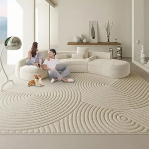 Linear Ripples 3D Diatom Silk Rug for Living Room - Geometric Elegance-Rugs & Carpets