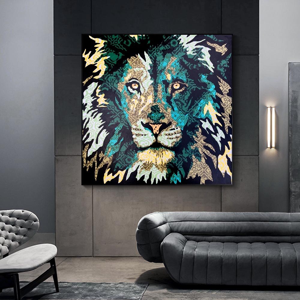 Lion Face Poster: Bold & Captivating Art Décor-Wall Posters