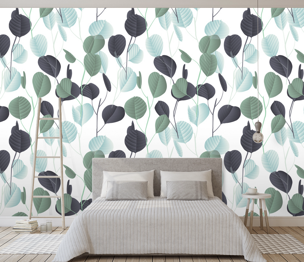Little Green Pattern - Leaves Wallpaper Mural-Flower & Leaf Wallpaper