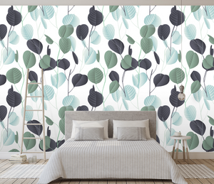 Little Green Pattern - Leaves Wallpaper Mural-Flower & Leaf Wallpaper