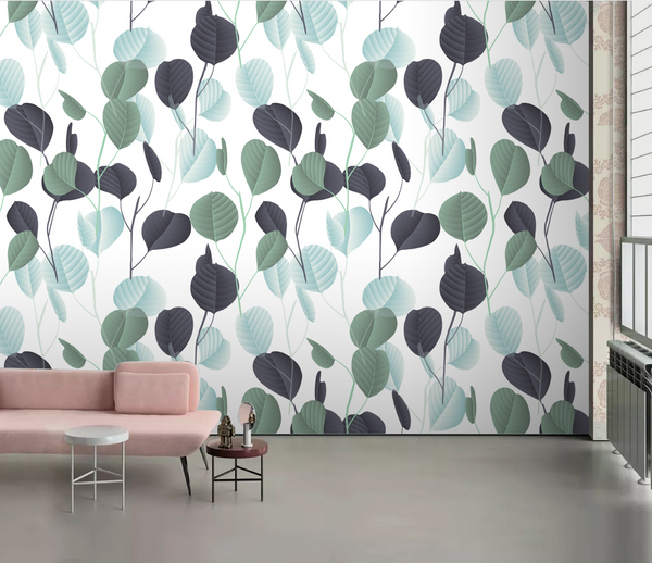 Little Green Pattern - Leaves Wallpaper Mural-Flower & Leaf Wallpaper
