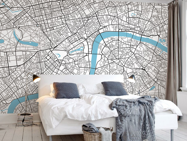 London Map Details Wallpaper Murals-Geometric Shapes Wallpaper