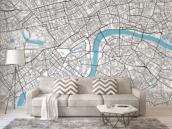 London Map Details Wallpaper Murals-Geometric Shapes Wallpaper