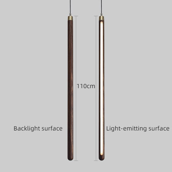 Long Strip Hanging Light - Walnut Pendant Light-Pendant Lights