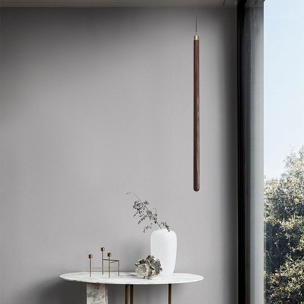 Long Strip Hanging Light - Walnut Pendant Light-Pendant Lights