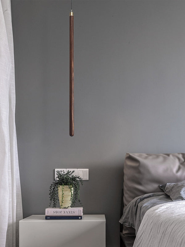 Long Strip Hanging Light - Walnut Pendant Light-Pendant Lights