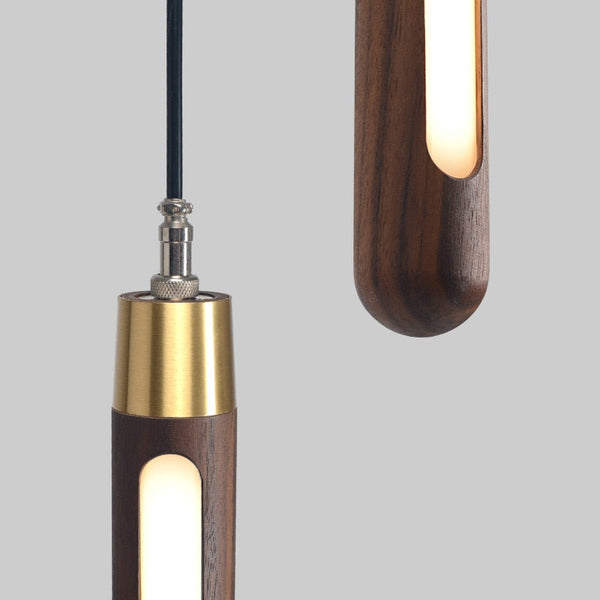 Long Strip Hanging Light - Walnut Pendant Light-Pendant Lights