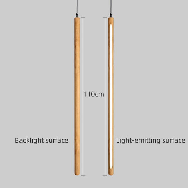 Long Strip Hanging Light - Walnut Pendant Light-Pendant Lights