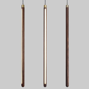 Long Strip Hanging Light - Walnut Pendant Light-Pendant Lights