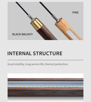 Long Strip Hanging Light - Walnut Pendant Light-Pendant Lights