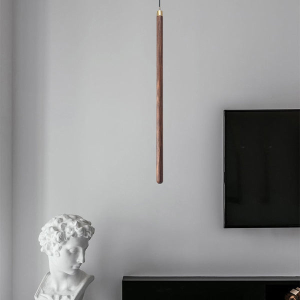 Long Strip Hanging Light - Walnut Pendant Light-Pendant Lights