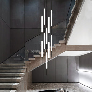 Long Tubes Chandelier – Illuminate Your Space with Style-Staircase Chandelier