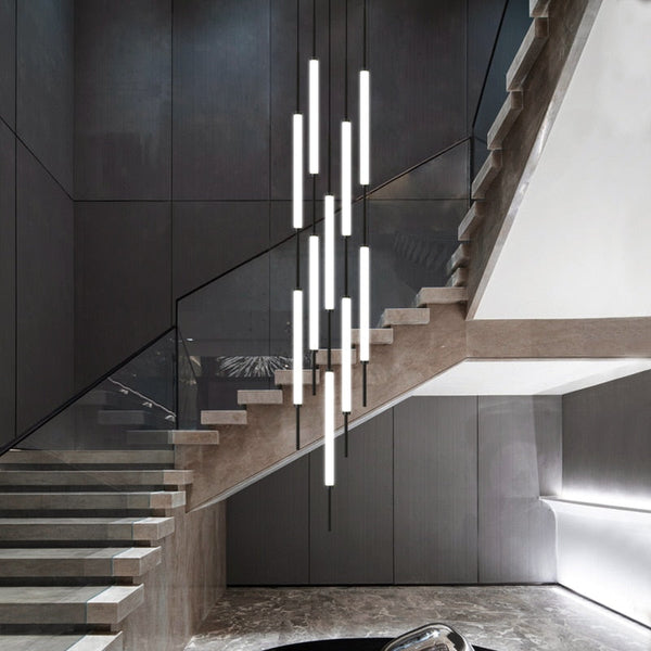Long Tubes Chandelier – Illuminate Your Space with Style-Staircase Chandelier