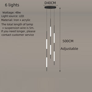 Long Tubes Chandelier – Illuminate Your Space with Style-Staircase Chandelier