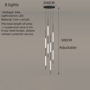 Long Tubes Chandelier – Illuminate Your Space with Style-Staircase Chandelier